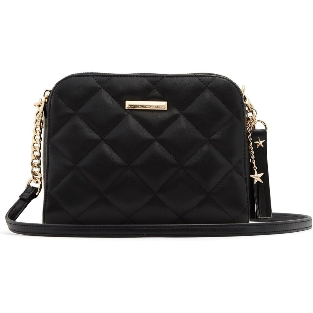 Women’s Faux Leather Crossbody Bag Compact With Multiple Pockets Black